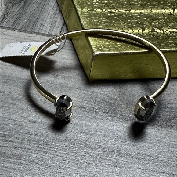 Kendra Scott Womens Gold Edie Platinum Drusy Stone Adjustable Cuff Bracelet NWT - Picture 1 of 8